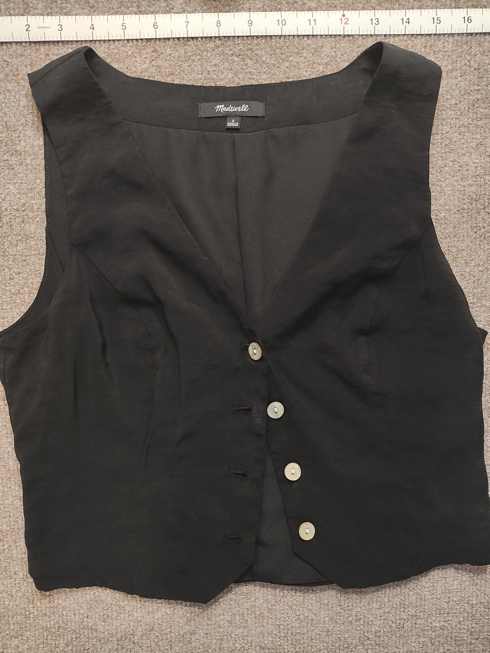 Size 2/ Madewell Black Button-Front Women's Vest